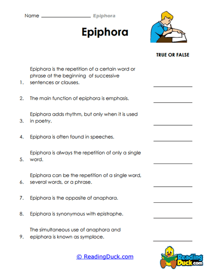 Raven Repeats Worksheet