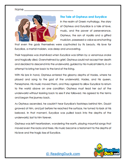 Orpheus' Love Worksheet