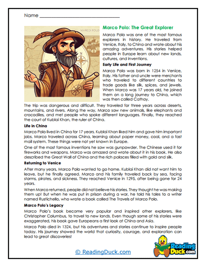 Eastern Adventures Worksheet