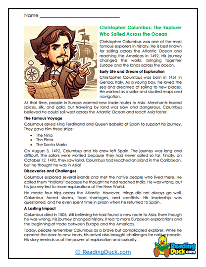 Ocean Crossing Worksheet