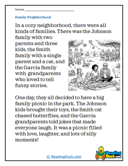 Family Picnic Worksheet