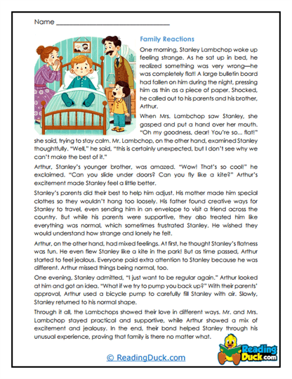 Family Reactions Worksheet