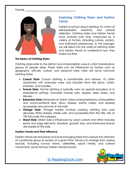 Style Trends Worksheet
