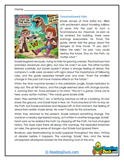 A Sound Of Thunder Worksheets