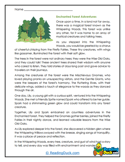 Whispering Forest Adventures Worksheet