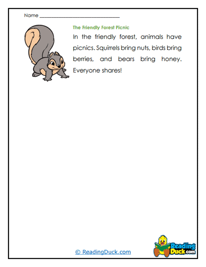 Picnic Friends Worksheet