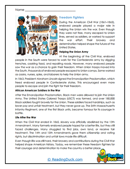 American Civil War Worksheets