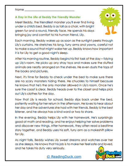 Monster Friend Worksheet