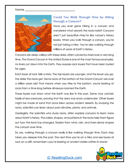 Canyon History Worksheet