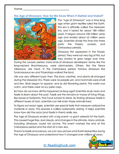 Dinosaur Era Worksheet