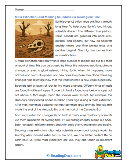 Extinction Markers Worksheet