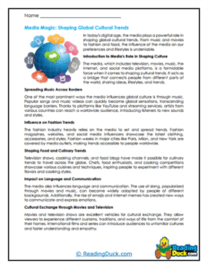 Globalization Worksheets | Reading Comp. | Reading Duck.com