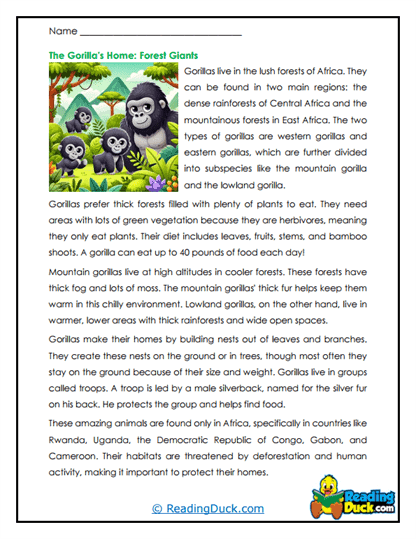 Silverback  Bites Worksheet