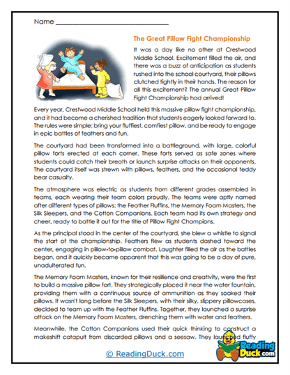 Pillow Fight Frenzy Worksheet
