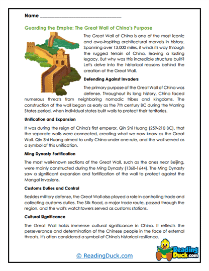 Wall Wonders Worksheet
