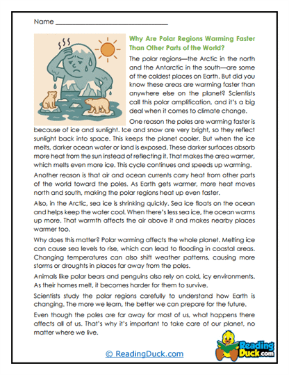 Polar Warming Worksheet