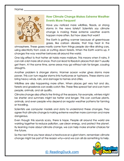 Extreme Weather Worksheet