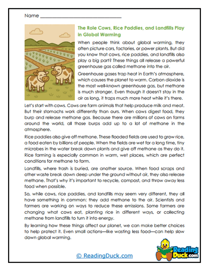 Methane Sources Worksheet