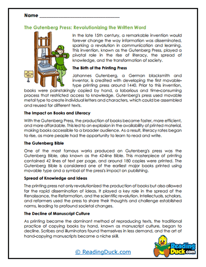 Printing Press Power Worksheet