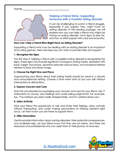 Supportive Friend Worksheet