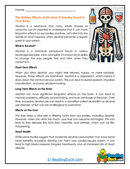 Sneaky Alcohol Worksheet