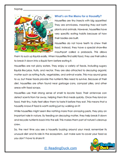 Menu Time Worksheet
