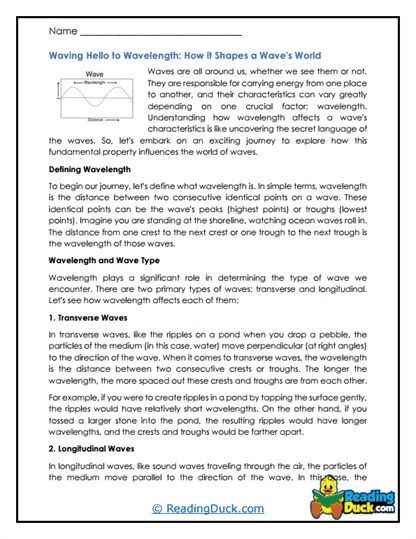 Wavelength Wonders Worksheet