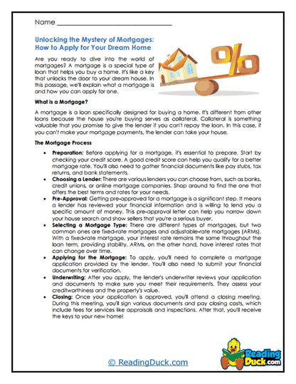 Mortgage Map Worksheet