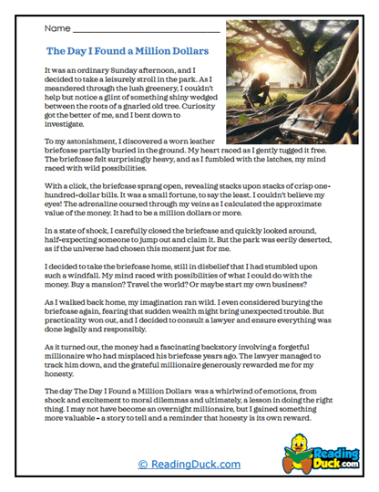 Million Dollar Dilemma Worksheet