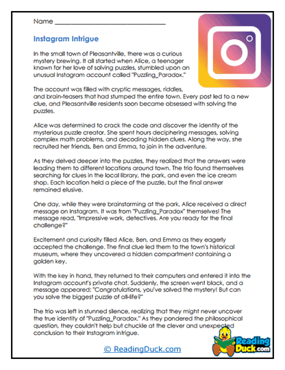 Instagram Intrigue Worksheet