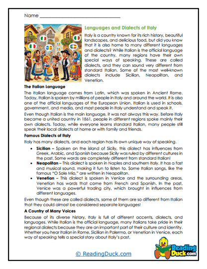 Italian Voices Worksheet