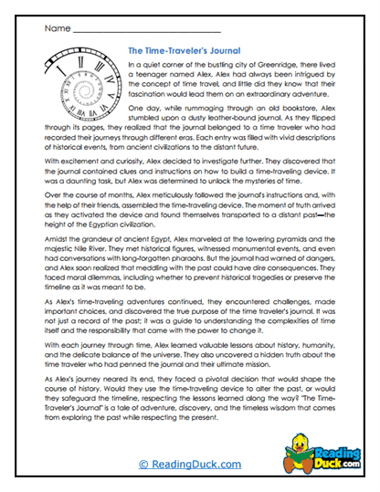 Traveler's Journal Worksheet