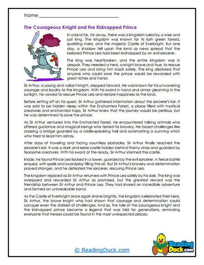The Courageous Knight Worksheet