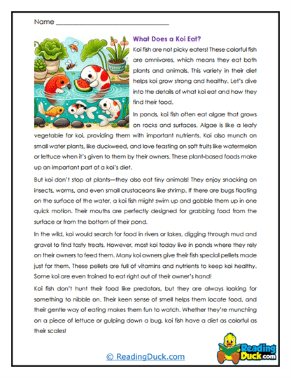 Pond Foragers Worksheet