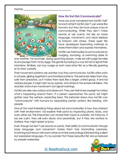 Pond Signals Worksheet