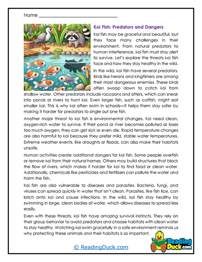 Pond Dangers Worksheet