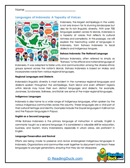 Language Mosaic Worksheet