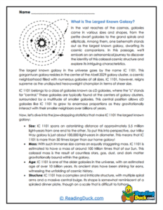 Astronomy Reading Comprehension Worksheets | Reading Duck.com