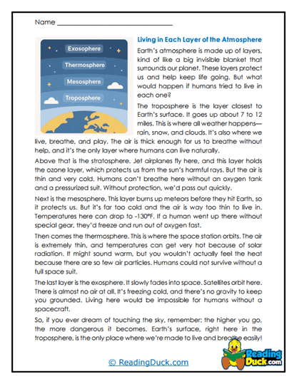 Sky Layers Worksheet