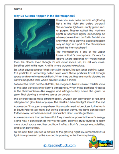 Northern Lights Worksheet