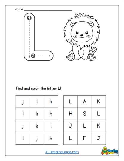 Lion and Letters Worksheet