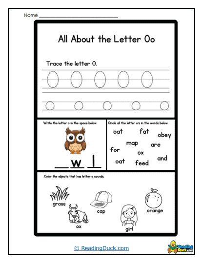 O All Around Worksheet