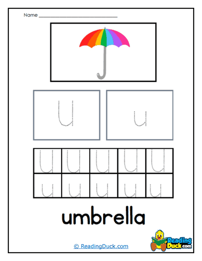 U is for Umbrella Worksheet