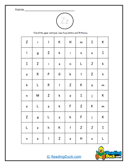 Zigzag Search Worksheet