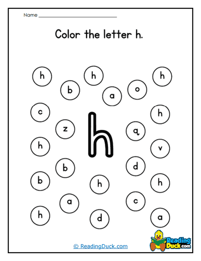 Spot the H Worksheet