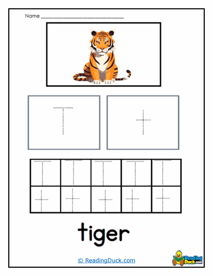 Tiger Tracing Worksheet