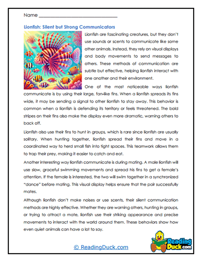 Silent Displays Worksheet