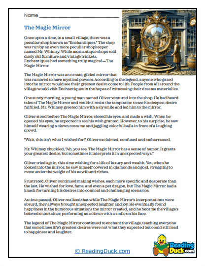 Wishing Mirror Worksheet