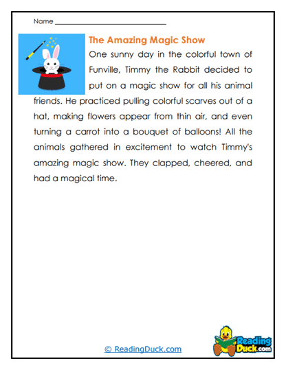 Magic Show Worksheet