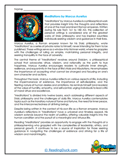 Stoic Meditations Worksheet